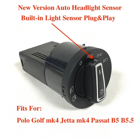 Built-in Auto Light Sensor Headlight Switch Leaving Coming Home For VW Polo 9N 6R Golf 4 Jetta MK4 Passat B5 B5.5 ► Photo 1/5