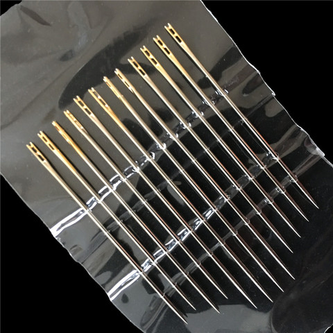 12pcs/set Blind Needles Gold Tail Multi-size Side Opening Stainless Steel Darning Hand Sewing Needles Embroidery Tool DIY Needle ► Photo 1/4
