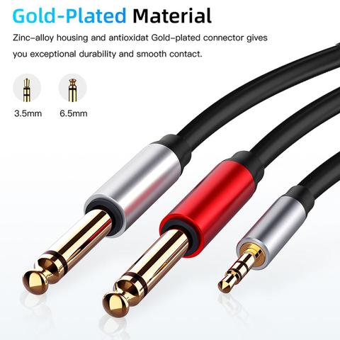 Audio Cable 3.5mm to Double 6.35mm Aux Cable 2 mono 6.5 Jack to 3.5 Male for Phone to Mixer Amplifier 6.35 Adapter ► Photo 1/6