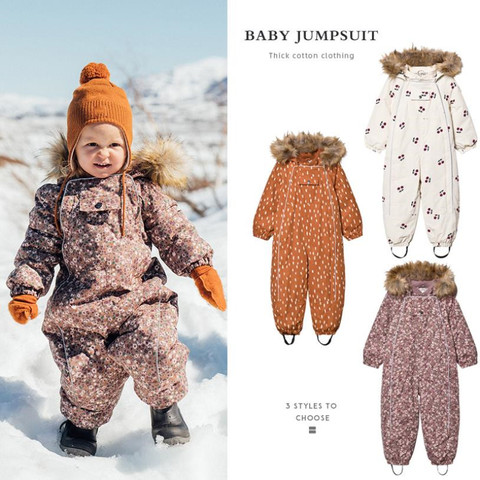 Winter new print cotton jumpsuit children thicken ski suit toddler warm Bodysuit girl and boys parkas coat ws1845 ► Photo 1/6