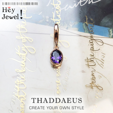 Purple Stone Oval Charm Pendant Europe DIY Jewelry Findings Accessories 925 Sterling Silver Fashion Jewelry  Gift For Women ► Photo 1/6