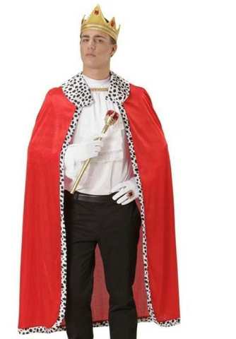 Halloween Royal Red Velvet Queen King Deluxe Cape Cloak Fancy Dress Costume Sceptre 130cm Carnival Cosplay Adult Children ► Photo 1/6