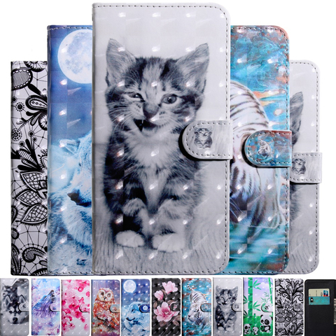3D Cat Dog Flower Painted Flip Leather Case For Xiaomi Redmi Note 9 9A 9S 8 8T 7 7A 6 5 5A 4X 4 Pro Card Holder Stand Book Cover ► Photo 1/6