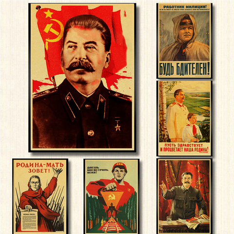 Russian Joseph Stalin Portrait CCCP USSR Retro Posters Art Painting Kraft Paper Prints Wall Sticker for Room/Bar Decoration ► Photo 1/6