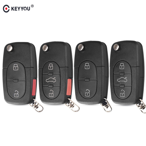 KEYYOU Folding Remote Car Key Case Shell For Audi TT A2 A3 A4 A6 A8 TT Quattro CR2032/CR1616 2/2+1/3/3+1 Buttons HU66 Blade ► Photo 1/6