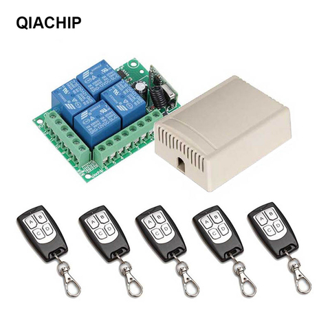 QIACHIP 433Mhz Universal Wireless Remote Control Switch DC 12V 4 CH RF Relay Receiver Module + RF Remote 433 Mhz Transmitter Diy ► Photo 1/6