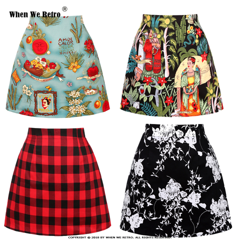 When We Retro 2022 Summer Women Skirt Vintage Sexy Mini Skirt SS0008 Female Print High Waist Skirts Femme Womens Clothing ► Photo 1/6