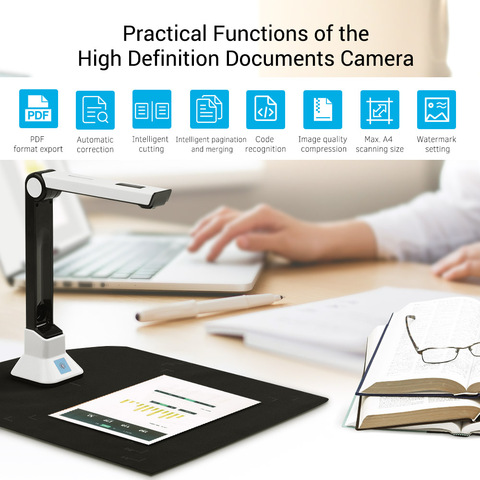 BK50 Portable 10 Mega pixel High Definition Document Book Scanner Capture Size A4 Document Camera for File Recognition Scanner ► Photo 1/6