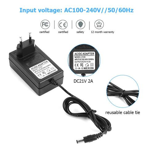 21V 2A 18650 Lithium Battery Charger DC5.5mm US EU Plug Power Adapter Charger for 18490 14650 14514430 Li-ion Battery Pack ► Photo 1/6
