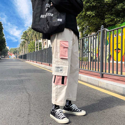 Japanese Girls Pant Sweatpant Pocket Overalls Cargo Pants Hip Hop Casual  Trouser