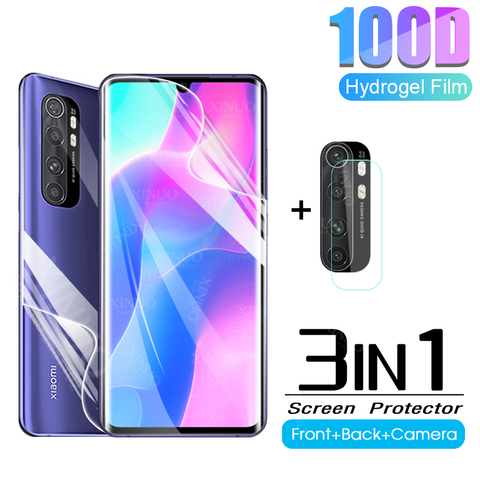 3in1 screen protector for xiaomi Mi Note 10 lite front back hydrogel protective for xiaomi Note 10lit Not 10 lite lit glass film ► Photo 1/6