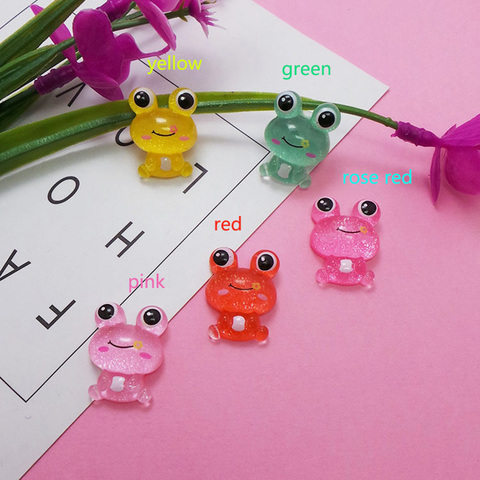 50pcs/lot Resin Glitter Colorful Frog Flatback Cabochon Stone Scrapbook DIY Phone Hair Bow Clips Decor Home Figurine Crafts ► Photo 1/3