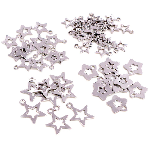 30pc/lot Hollow Charms 316 Stainless Steel five-pointed star Hollow Cute for necklace pendant charms diy jewelry making ► Photo 1/6