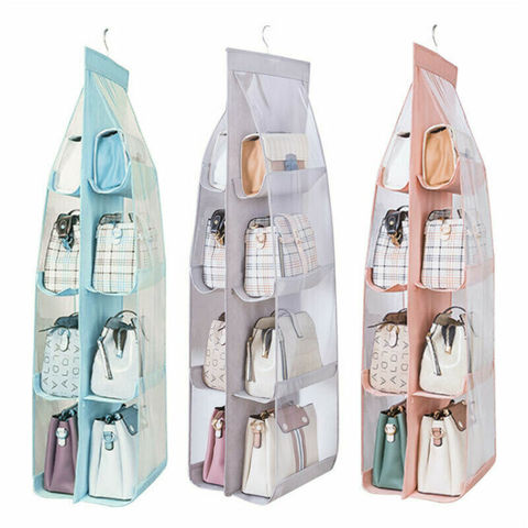 6 \8 Pockets Hanging Closet Organizer Clear Foldable Handbag Purse Storage Bag Bags Home Storage Organization ► Photo 1/6
