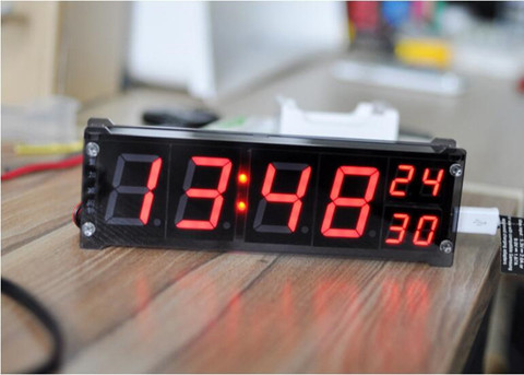 Multifunctional 2 in 1 Car Digital Clock Thermometer Meter 1.2 Inch Crystal Frame Large LED Display Tube With Alarm Function ► Photo 1/6