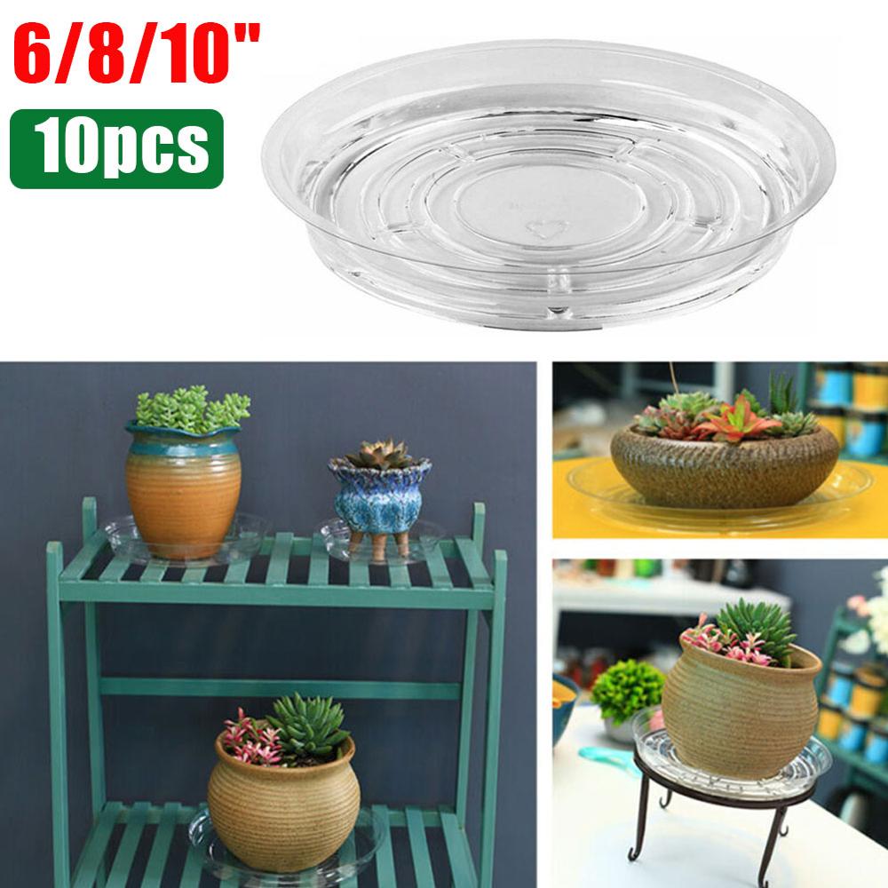 Plastic Garden Flower Pot Plant Saucers Water Tray Base Indoor Outdoor Clear 