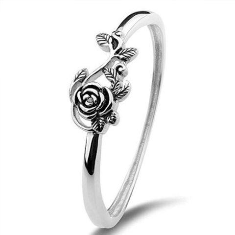 Huitan Vintage Blacke Rose Shaped Women Rings Retro Whole Rose Flower Factory Direct Selling Wholesale Lots&Bulk Women Rings ► Photo 1/6