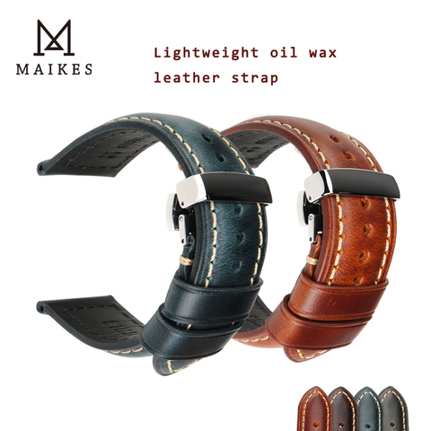 Maikes 22mm 24mm Genuine Leather Watch Band For Amazfit Huawei Samsung Galaxy Watch Active2 Gear S3 Strap Replacement Straps ► Photo 1/6