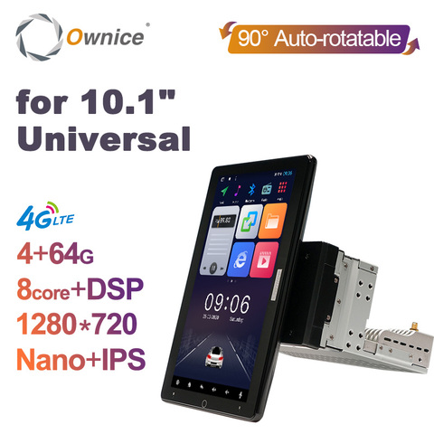 Ownice Auto Rotatable 10.1 inch 1280*720 IPS Nano Universal  Android8.1 Car Auto radio Multimedia Stereo 4G LTE Wifi Optical DSP ► Photo 1/6