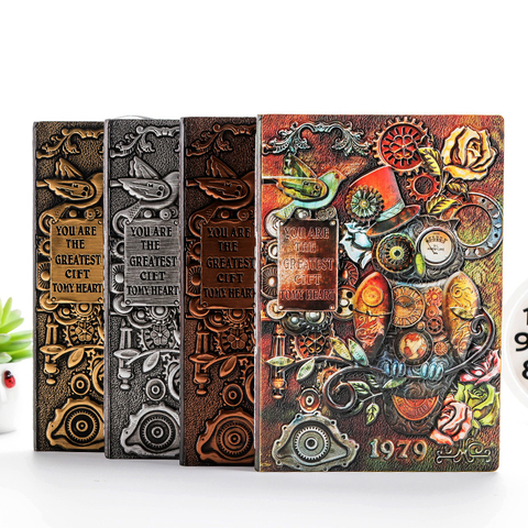 Vintage Color Mechanical Owl Embossed A5 Leather Notebook Journal Notepad Travel Diary Planner School Office Supplies Stationery ► Photo 1/6