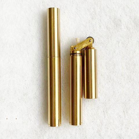 Retro Brass Gasoline Lighter Cylindrical Mini Thin Nunchaku Lighter ► Photo 1/6