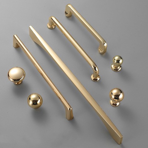 KK&FING Brushed Gold Handle Zinc Alloy Modern  Kitchen Door Cabinet Knobs Furniture Drawer Pulls Handles Home Hardware ► Photo 1/6