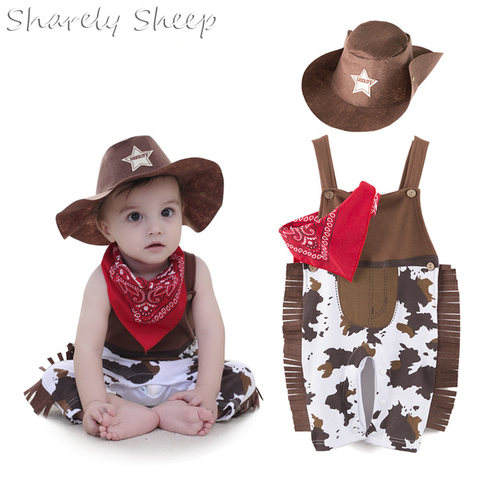 Baby Boy Party Cosplay Cowboy Hat+Clothes Sets Infant Photography Props bebe fotografia Accessories Baby fotoshooting Costume ► Photo 1/6