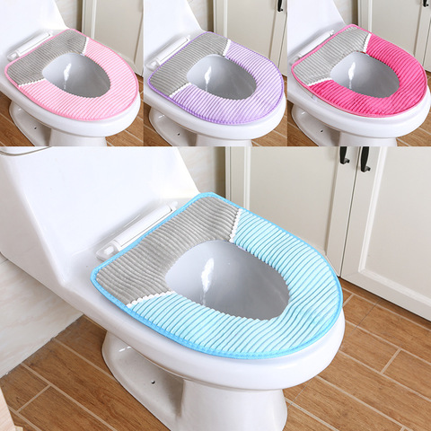 Colorful Warm Toilet Seat Cover WC Mat Thick Washable Velvet Cushion Toilet Cover Closestool Mat Seat Case Home Decor ► Photo 1/6