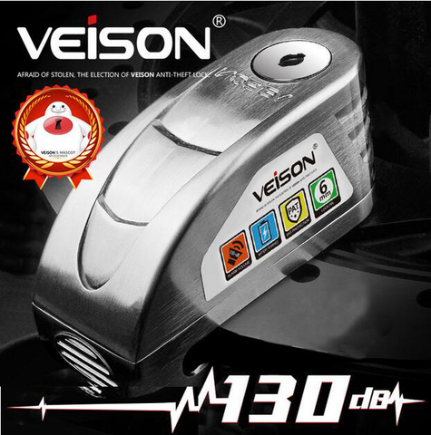 VEISON Motorcycle Alarm 130dB Motorcycle Lock Bicycle Alarm Waterproof Padlock Accessories Disc Quad Lock Anti-theft Bike Lock ► Photo 1/5