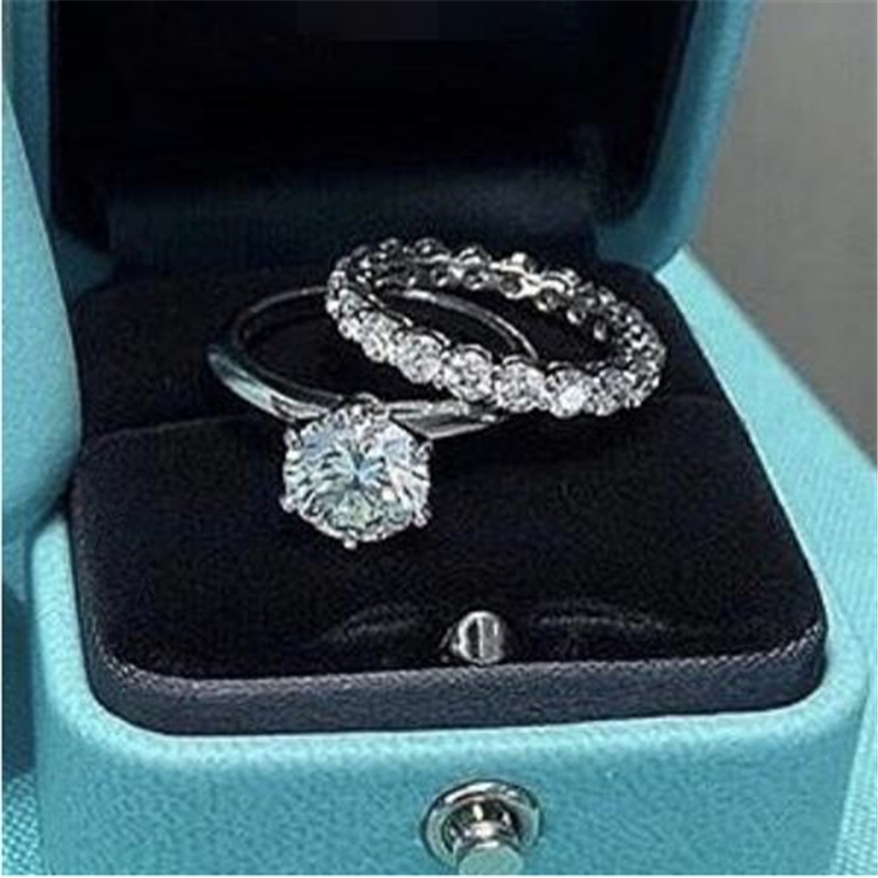 Handmade 925 Silver Wedding Band Sets Mountain Rings Engagement Promise NEW!! 