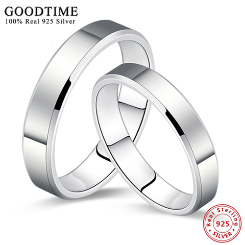1PCS 925 Silver Jewelry Ring Simple Smooth Pure Solid Silver Couple Wedding Set 925 Sterling Silver Fashion Rings for Women Men ► Photo 1/6
