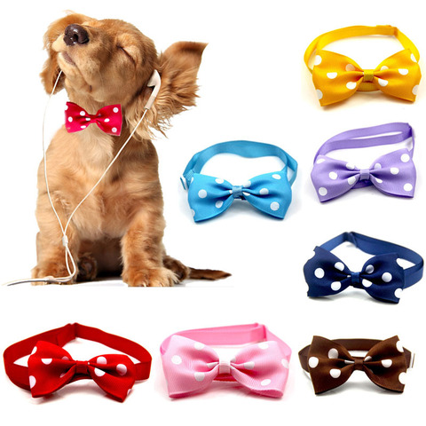 Adjustable Pets Dots Pattern Ribbon Dog Bow Ties Cute Puppy Small Dogs Cats Colorful Ties For Dog Collar Pet Grooming Supplies ► Photo 1/5