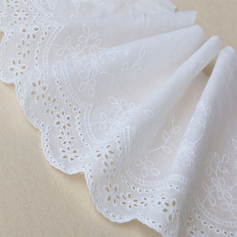 2YARD White cotton lace hand wide material curtain cotton cloth DIY lace accessories 20cm wide ► Photo 1/5