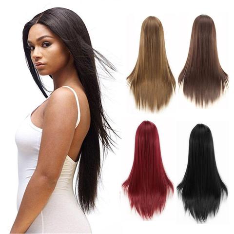 Women Long Straight Synthetic Wig Adjustable Hairnet Party Anime Cosplay Synthetic Hair Wigs Hairpiece with Inner Net Hairpiece ► Photo 1/6