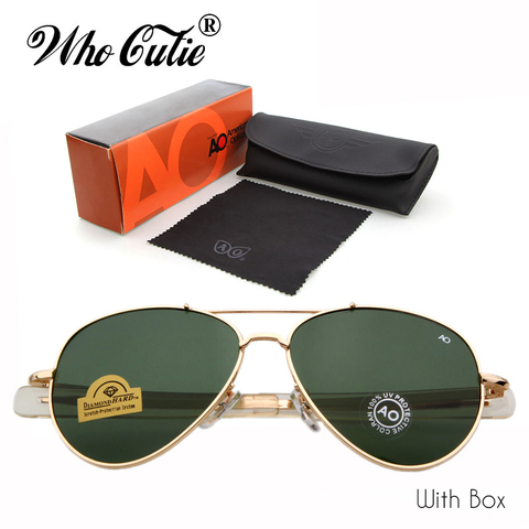 WHO CUTIE Brand AO Sunglasses pilot 90s Men Army Military 12K Gold Tint  Frame American Optical Lens Sun Glasses with Box OM288B - Price history &  Review