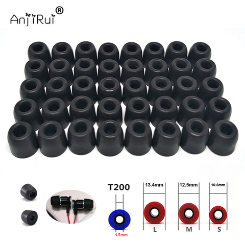 40pcs/20pair ANJIRUI T200 memory foam ear pads (L M S) 4.5mm Caliber insulation foam tips for in-ear headset earphones T200 size ► Photo 1/6