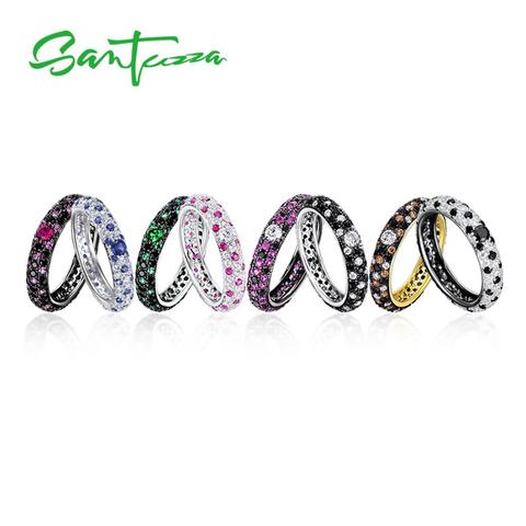 SANTUZZA Silver Rings For Women Pure 925 Sterling Silver Multi-color CZ Ring Stackable Eternity Ring Trendy Fashion Jewelry ► Photo 1/6