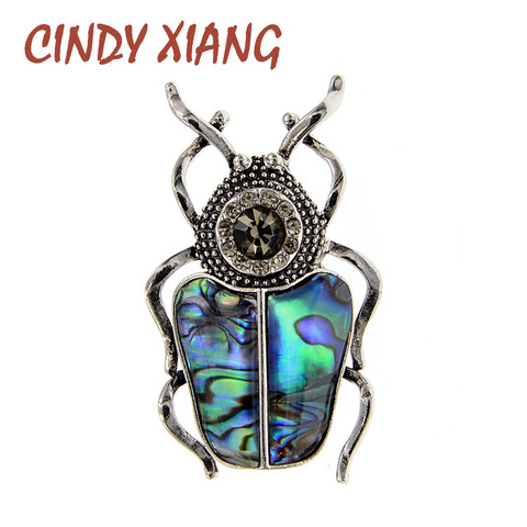 CINDY XIANG Abalone Shell Bug Brooch Vintage Insect Brooches For Women Rhinestone Beetle Pin Coat Accessories New 2022 Jewelry ► Photo 1/6