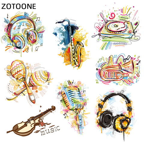 ZOTOONE Colorful Iron on Patches for Clothing DIY T-shirt Applique Heat Transfer Muisc Stickers Stripe on Clothes Thermal PressI ► Photo 1/6