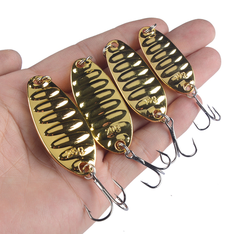 1pcs Metal Spoon Fishing Lure Treble Hook 10g 15g 20g 25g Silver Gold Metal Sequins Spinnerbait Treble Hook Hard Bait Tackle ► Photo 1/6