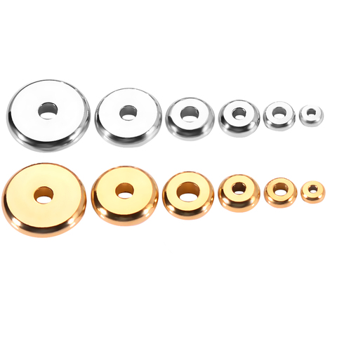50Pcs/Lot Stainless Steel Spacers Beads Flat Round Loose Spacers Beads Charm For DIY Jewelry Making Finding ► Photo 1/4