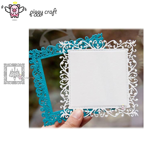 Piggy Craft metal cutting dies cut die mold Lace leaf vine square frame Scrapbook paper craft knife mould blade punch stencils ► Photo 1/2