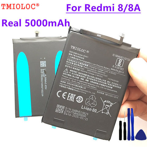 New High quality BN51 real 5000mAh Battery For Xiaomi Redmi 8 8A Battery + Free Tools ► Photo 1/1