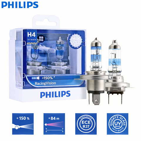 Philips Racing Vision H4 H7 9003 HB2 12V +150% Brighter Light Auto Halogen Head Light HL Beam ECE Car Lamps (Twin Pack) ► Photo 1/6