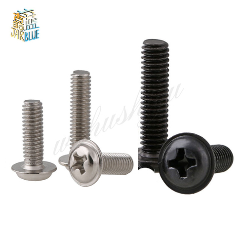 50Pcs M2 M2.5 M3 M4 PWM  Silver or Black Pan Padded Screws Referral Computer Case Chassis Fixed Motherboard Screws With Pad  ► Photo 1/4