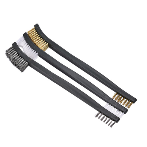 3 Pcs Mini Wire Brush Set Steel Brass Nylon Cleaning Polishing Detail Metal Rust Brush Clean Tools ► Photo 1/6
