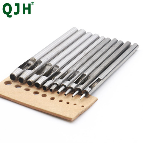 11 Piece Leather Hole Punch Set Includes 0.5mm-5mm Round 