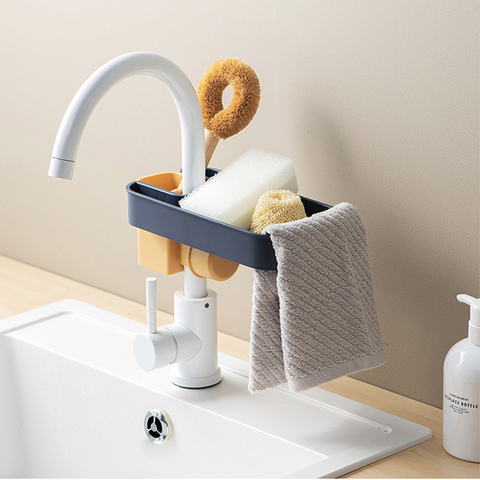 Nordic ABS Storage Rack Sponge Holder Faucet Drainage Racks Home Organizer Kitchen Bathroom Tool For Cup Soap Brush Cosmetics ► Photo 1/6