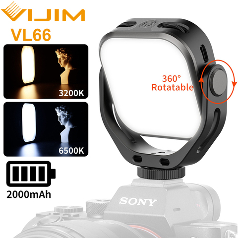 VIJIM VL66 3200k-6500k Vlog Fill Light 360° Rotatable LED Video Light Extend Cold Shoe Built-in 2000mAh Battery with Light Stand ► Photo 1/6