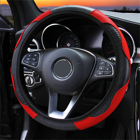 Universal Leather Car Steering Wheel Cover For Skoda Octavia 2 3 A7 Rapid Fabia Superb Kodiaq Karoq Citigo Anti-Slip Dust-proof ► Photo 1/6